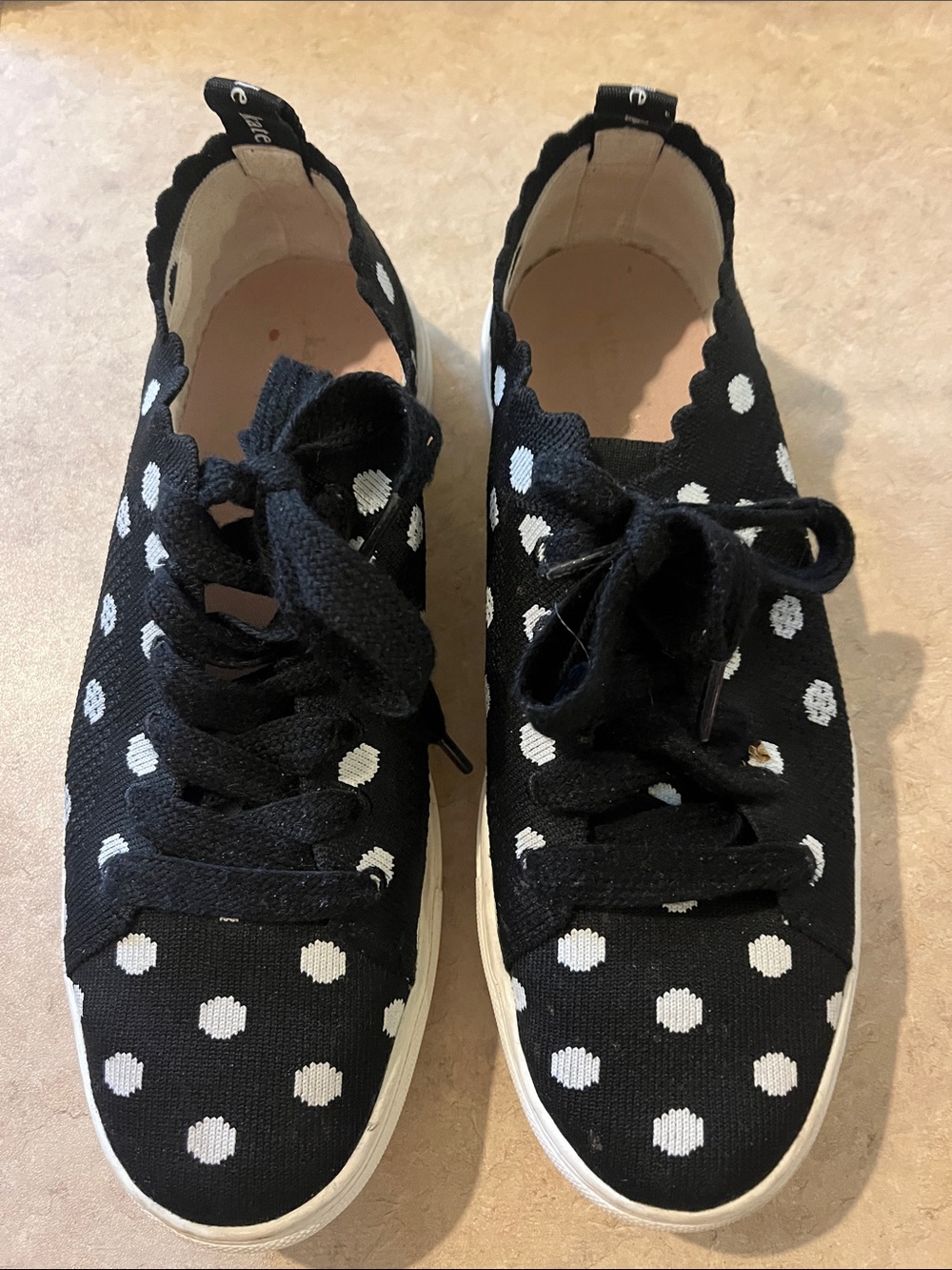 kate spade Black and White Polka Dot Lace-Up Sneakers